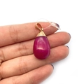 Deep rose red teardrop gemstone pendant with elegant golden bail and natural texture - Rose Red (Style 8)
