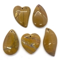 5er-Set natürliche gelbe Achatanhänger in Herz- und Tropfenform für DIY-Schmuck - Ingwergelber Texturierter Achat (042) / 35-55mm (5 Stück)