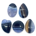 Polierte Achat-Naturstein-Anhänger in Tropfen-, Herz- und Rundform für DIY-Schmucksets - Blau-Schwarzer Geoden-Achat (051) / 35-55mm (5 Stück)