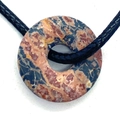 Leopard skin jasper donut pendant with black cord necklace, natural stone jewelry piece - Leopard Skin Stone Style (17)