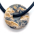 Natural landscape jasper donut pendant with black cord necklace and irregular yellow patterns - Landscape Stone Style (18)