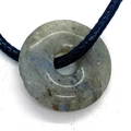 Labradorite donut pendant necklace with natural blue flash and black woven cord - Labradorite Style (23)