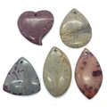 Set aus 5 natürlichen Achat-Anhängern in verschiedenen geometrischen Formen für DIY-Schmuck - Landschaftsstein Set (036)