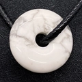 Minimalist white turquoise donut pendant necklace with unique grey marble patterns - Howlite