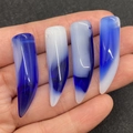 Blue and white natural agate stone tooth shaped pendant charms for DIY jewelry making - Blue Gradient Tooth Style