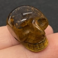 Perle crâne en pierre œil de tigre 18x24mm avec finition polie jaune et marron - 18x24mm / Œil de tigre