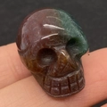Perle de crâne faite à la main en aventurine verte et pierre de sang minérale - 18x24mm / Agate (N° 4)