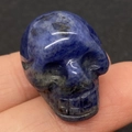 Perla teschio in pietra blu naturale 18x24mm tenuta in mano per mostrare le misure - 18x24mm / Lapislazzuli