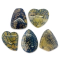 5-teiliges Set aus Drachenader-Achat-Anhängern in Tropfen- und Herzformen - Gelber Drachenader-Achat Stil (028) / 35-55mm (5 Stück)