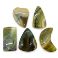 Natürliche gestreifte Achat-Anhänger in verschiedenen geometrischen Formen für DIY-Schmuck - Erdgelb Grüner Achat (013) / 35-55mm (5 Stück)