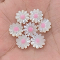 Natural white sea shell daisy beads with pink center for DIY jewelry making - 10mm / No.1 (Pink)