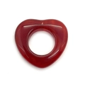 Polished heart-shaped natural red agate pendant with central hollow for DIY necklaces - Heart / 25mm