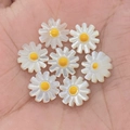 Natural white mother of pearl daisy beads with yellow center for DIY jewelry making - 12mm / No. 7 (Yellow)