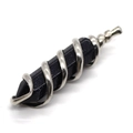 Pendentif prisme hexagonal en pierre sablée bleue avec spirale argentée pour bijoux - Bleu Foncé (Style Pierre de Sable Bleue)
