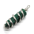Pendentif hexagonal en pierre de malachite avec spirale en métal argenté pour bijoux - Vert (Style Malachite)