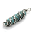 Pendentif prisme hexagonal en turquoise bleue avec fil d'argent torsadé vintage - Bleu Ciel (Style Turquoise)