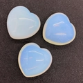 Three heart-shaped opalite natural stone beads in a milky blue translucent finish - 30x30mm 21g/Piece / Opal