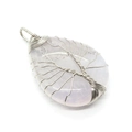 Tree of Life wire wrapped teardrop pendant with pink purple natural stone decoration - Pink Purple Transparent Stone (6)