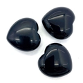 Set of three polished black onyx heart-shaped stones with a smooth mirror finish - 30x30mm 21g/Piece / Black Agate