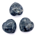 Three heart-shaped natural grey labradorite stones with unique mottled mineral textures - 30x30mm 21g/Piece / Style 28 (1034-T211218007)