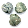 Polished natural green and lilac stone hearts with unique mineral textures for DIY jewelry - 30x30mm 21g/Piece / Style 34 (1034-T211218007)