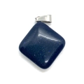 Square blue sandstone pendant with sparkling starry effect and silver metal clip - Blue Sandstone