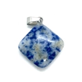 Square blue sodalite natural stone pendant with silver metal clasp for jewelry making - Blue Spot Stone