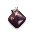 Square red jasper stone pendant with natural brown textures and silver metal clasp - Red Jasper