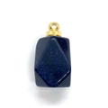 Pendente rettangolare in pietra arenaria blu con anello dorato per collane fai da te - Pietra Arenaria Blu Oro