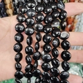 Cuentas de ágata negra pulida en forma de ábaco para crear joyas y collares DIY - 12x6mm / Ágata negra