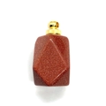 Faceted rectangular Goldstone pendant with sparkling reddish-brown finish and gold clasp - Gold Sandstone Gold