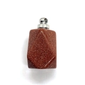 Faceted rectangular orange goldstone pendant with silver metal bail and sparkly finish - Gold Sandstone Silver