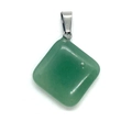Colgante cuadrado de ágata natural verde con enganche metálico para joyería DIY - Aventurina Verde