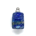 Lapis Lazuli rectangular prism pendant with silver metal cap and natural gold flecks - Lapis Lazuli Silver
