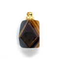 Tiger eye natural stone essential oil bottle pendant with golden metal screw cap - Tiger Eye Gold