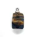 Faceted tiger eye gemstone pendant with silver metal bail for DIY jewelry necklace - Tiger Eye Silver