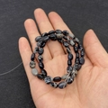 Flat oval dark blue emperor stone beads with marble texture for jewelry making - No.3 Black Blue Texture