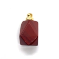 Natural red jasper gemstone perfume bottle pendant with golden metal cap for necklaces - Rainbow Stone Gold