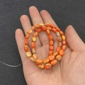 Flat oval natural imperial jasper stone beads in vibrant orange for DIY jewelry - No.4 Orange Texture