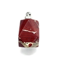 Faceted red jasper stone pendant with natural veining and silver metal bail charm - Rainbow Stone Silver