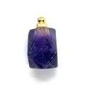 Natural purple amethyst gemstone pendant with gold cap in a mini perfume bottle style - Amethyst Gold
