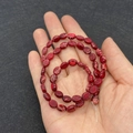 Perle ovali piatte in pietra imperiale rossa con trama marmorea per gioielli DIY - No.7 Trama Rosso Scuro