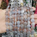 Flat round translucent light purple chalcedony beads for DIY jewelry making accessories - 12x6mm / Grey Agate