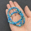 Set di braccialetti in perle di pietra d'imperatore ovali blu con venature per gioielli - No.9 Trama Blu Brillante