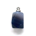 Blue striped agate geometric prism pendant with silver metallic cap for DIY necklaces - Style No. 20