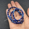 Perle ovali piatte in pietra imperiale blu marmo per gioielli fai da te - No.10 Blu Scuro Macchiato