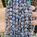 Natural 12x6mm blue marble pattern sodalite stone beads for DIY jewelry making - 12x6mm / Blue Spot Stone