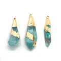 Colgantes de cristal azul claro con formas irregulares y chapado en pan de oro - Estilo Azul Lago Claro