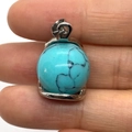 Pendentif boule en turquoise avec bélière argentée pour la création de bijoux DIY - 16x23mm / Turquoise Bleue