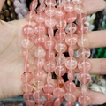 Pink translucent strawberry quartz disc beads for jewelry making and DIY necklaces - 12x6mm / Watermelon Quartz